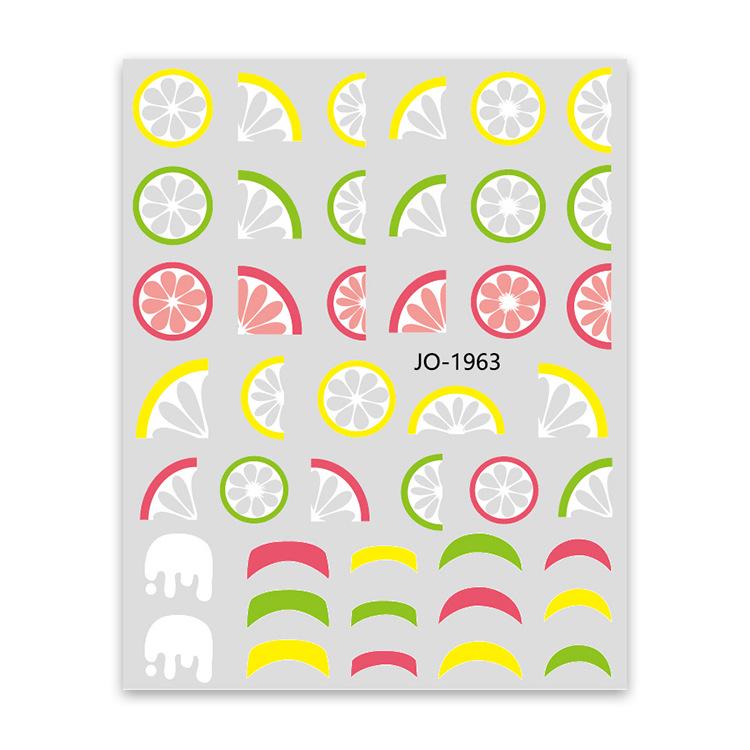 Summer Fruit Nail Art Stickers: Lemon, Strawberry, Peach Decals with Self-Adhesive