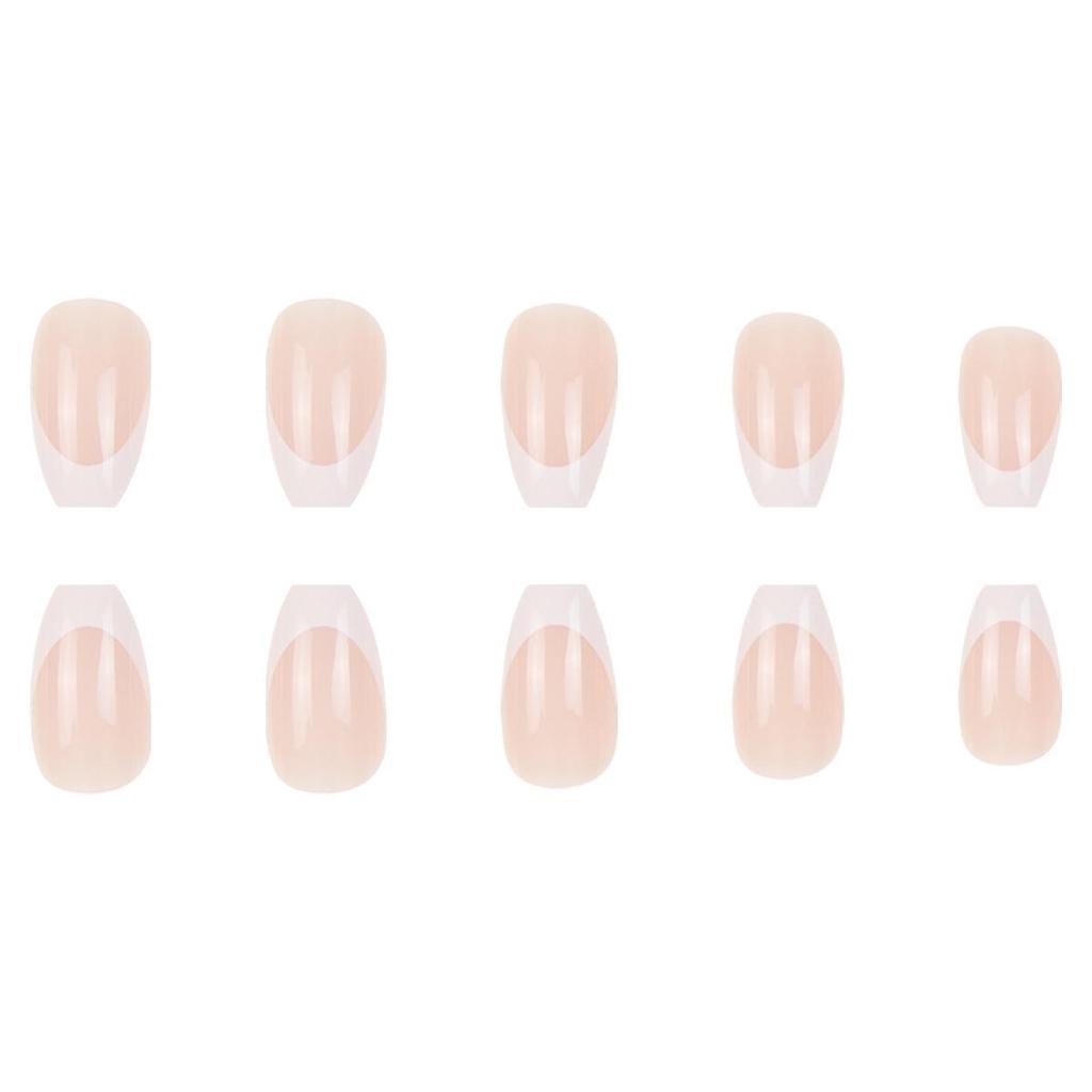 Elegant White French Round Short Ballet-Style Nude Nails - Detachable and Chic