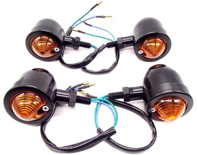 Steed Monkey Bullet Turn Signals Set of 4 Billet Bullet Bike Custom (Black)