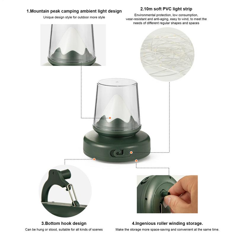 Camping String Lights 2 In 1 LED Camping Lantern With Multiple Lighting Modes 32.8ft Portable Rechargeable Waterproof Tent Lamp