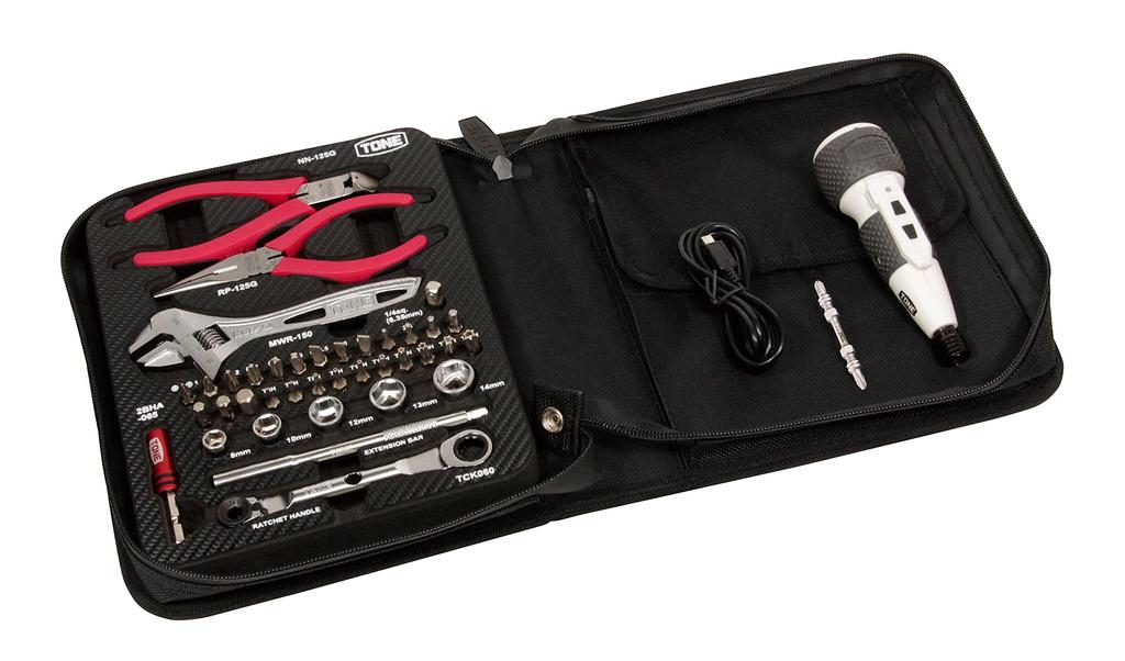 TONE Werkzeugtaschen-Set TSX2170 Antriebswinkel Bit-Einsatzbit Schwarz Inhalt 25 Teile 6,35 mm & (1/4" & Einfügung)