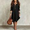 Vestido Casual Ligero de Verano para Mujer Holgado Cuello en V Manga Media Dobladillo con Volantes Longitud hasta la Rodilla Comodidad Vestido para el Día a Día
