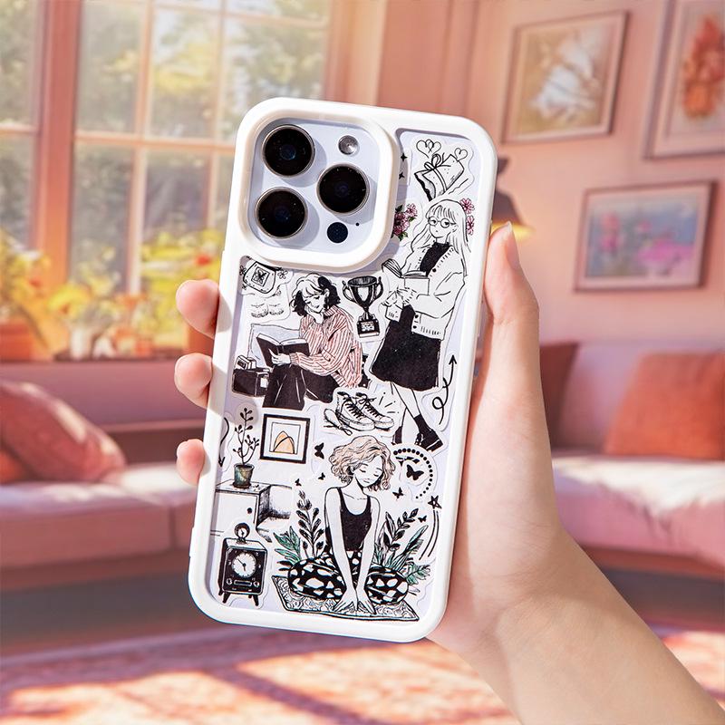 Black & White Figures Die-Cut Tape: A Beautiful Day Stickers for Journals