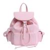 Simple and fashionable soft leather backpack bag 2025 summer new large-capacity backpack college student drawstring schoolbag women's bag