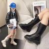 Girls' Leather Martin Boots: Cute Buckle High Boots for Autumn/Winter 2025