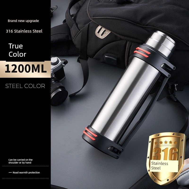 Thermos Kettle, Outdoor Large-Capacity Thermos Cup, Portable Car Water Bottle for Men and Women, Construction Site Household Anti-Fall Thermos Bottle
