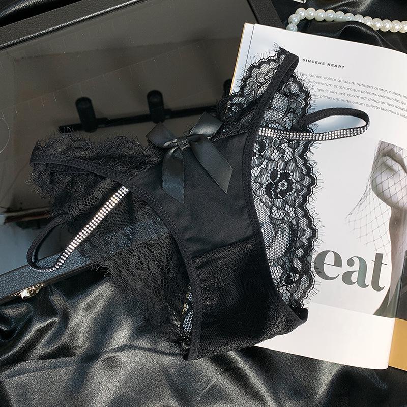 

Мерцающие горячие кружевные трусики-треугольники с низкой посадкой: Бесшовный и Стильный Large чёрный