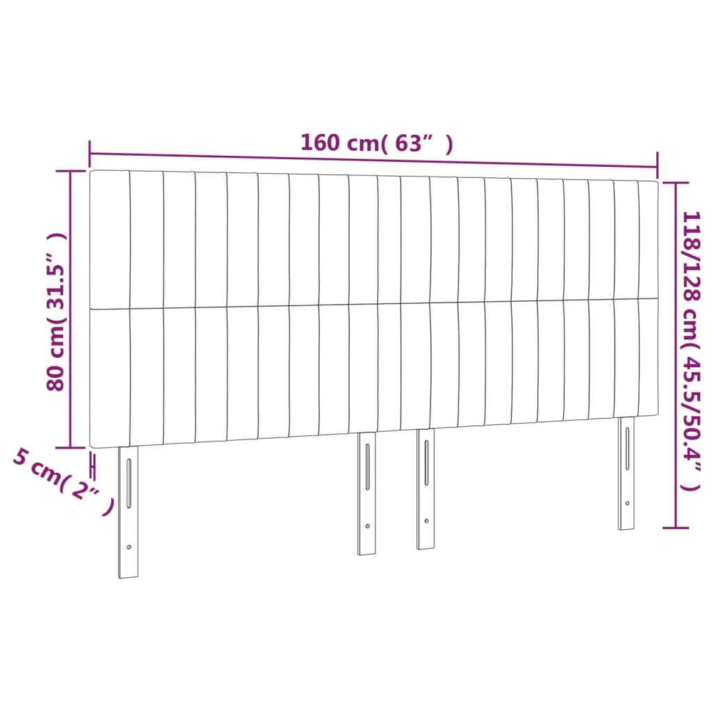 Vidaxl Zagłówek Do Łóżka Z Led Ciemnobrązowy 160X5X118/128 Cm Tkanina