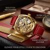 1pcs Men's Gold Dial Leather Strap Vintage Fashion Skeleton Gear Luxury Details Mechanical Watch for Daily Business Party Holida