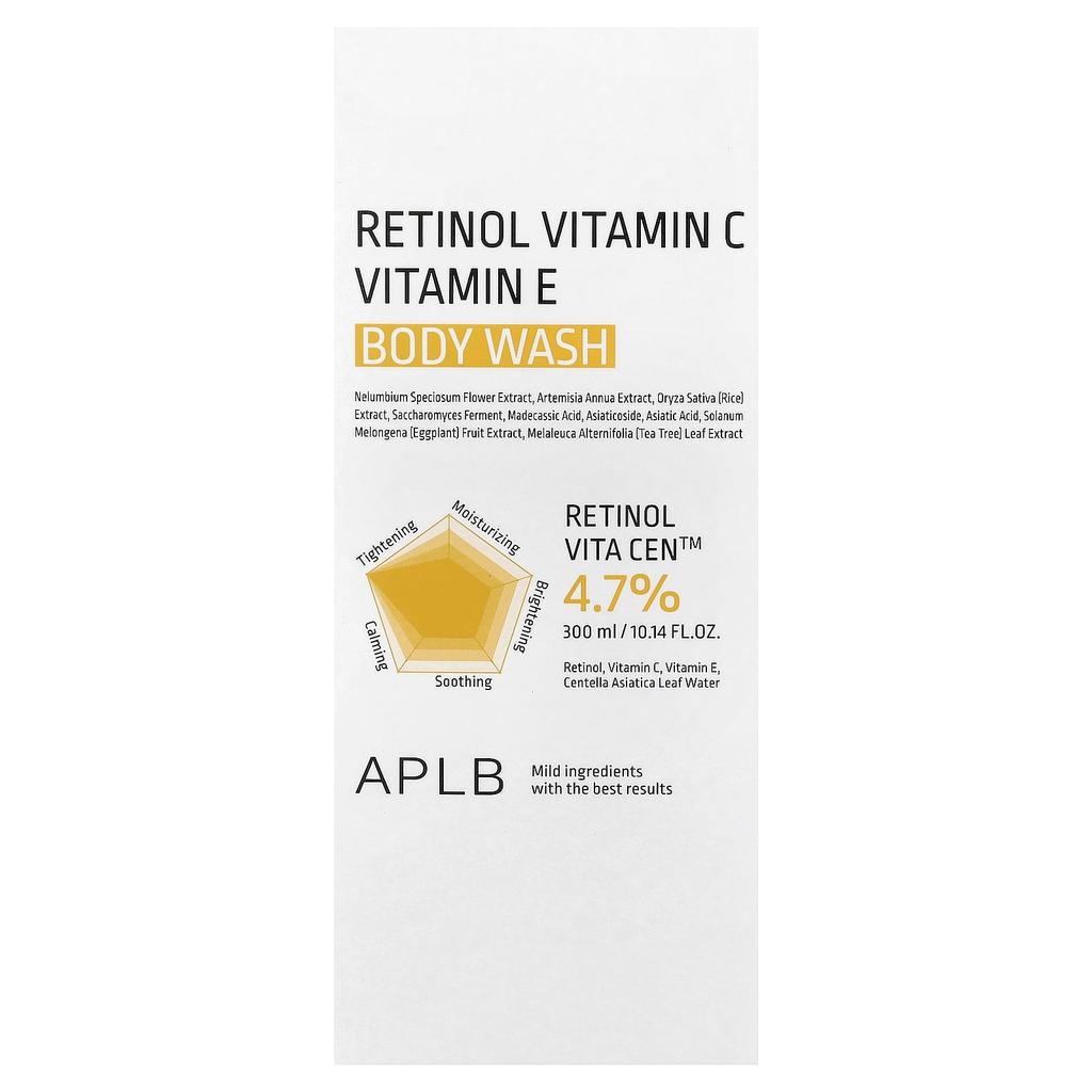 APLB, Retinol Vitamin C, Vitamin E Body Wash, 300ml (10.14 fl oz)
