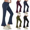 Women's Fashionable  Color Elastic Waist High Waist Pocket Casual Sports Bell Bottom Pants
