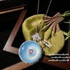 Turkish Blue Chalcedony Safety Buckle Gemstone Necklace, Watery, Plated With 18K Gold, Chalcedony Flower Zircon Earrings.