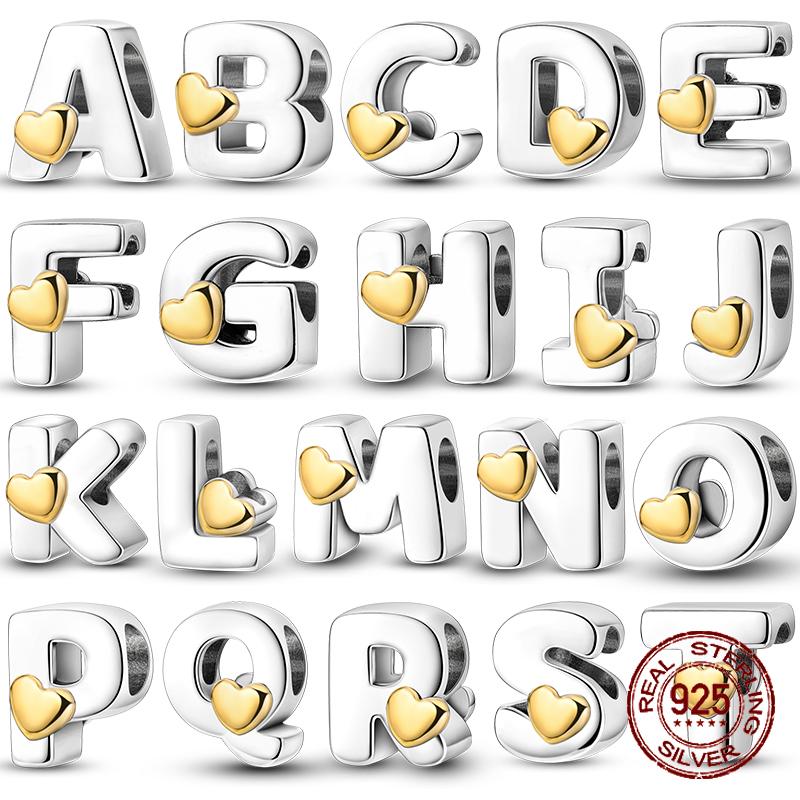 Copper Letter A-Z Alphabet Charm Name Beads Fit 4Mm Hole Diameter Bracelets Charms For Women Diy Pendant Making Jewelry