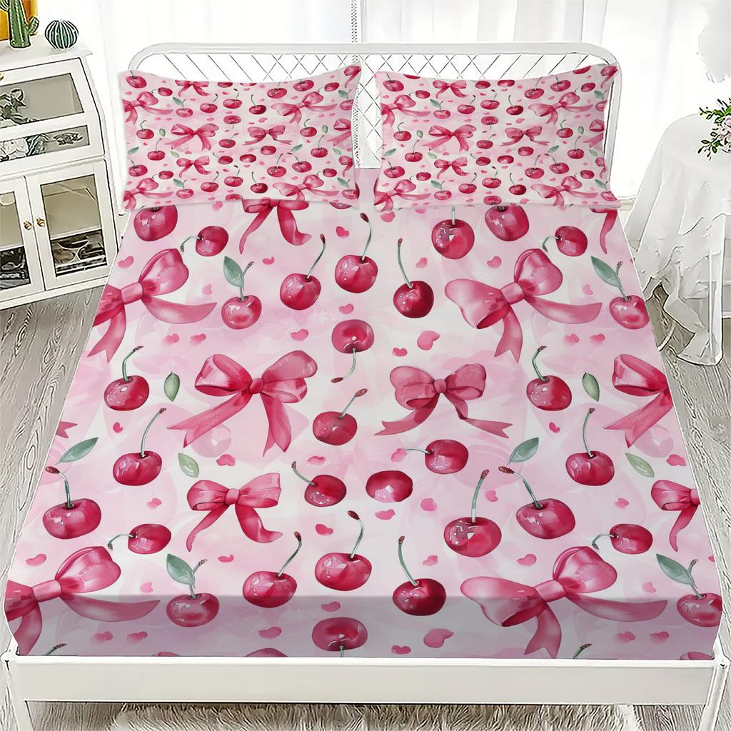 2/3pcs Bowknot Personalized Fitted Sheet Set Bowknot Personalized Bedding Set Comfortable Skin Friendly Cute Style 180x220cm