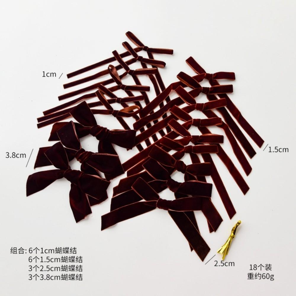 

18pcs Set Velvet Xmas Tree Ribbon Merry Christmas 1/1.5/2.5/3.8cm Hanging Pendant Red Green Brown Christmas Tree Bow Party Decor кавовий