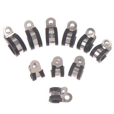2Pcs Rubber Lined P Clips Cable Mounting Hose Pipe Clamp
