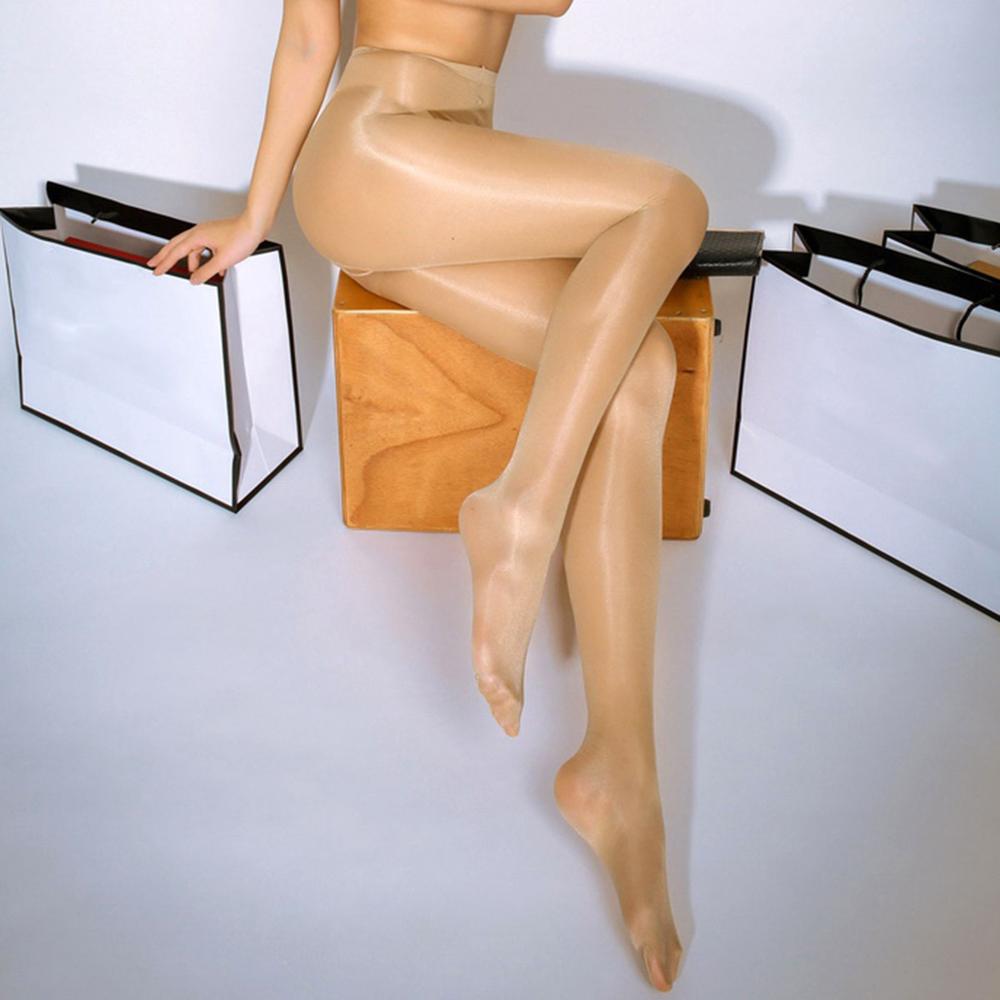 Women Sexy Oil Shiny Crotchless Pantyhose Open Crotch Glitter Tights Glossy Tight Collant Femme Fantaisie Pantimedias