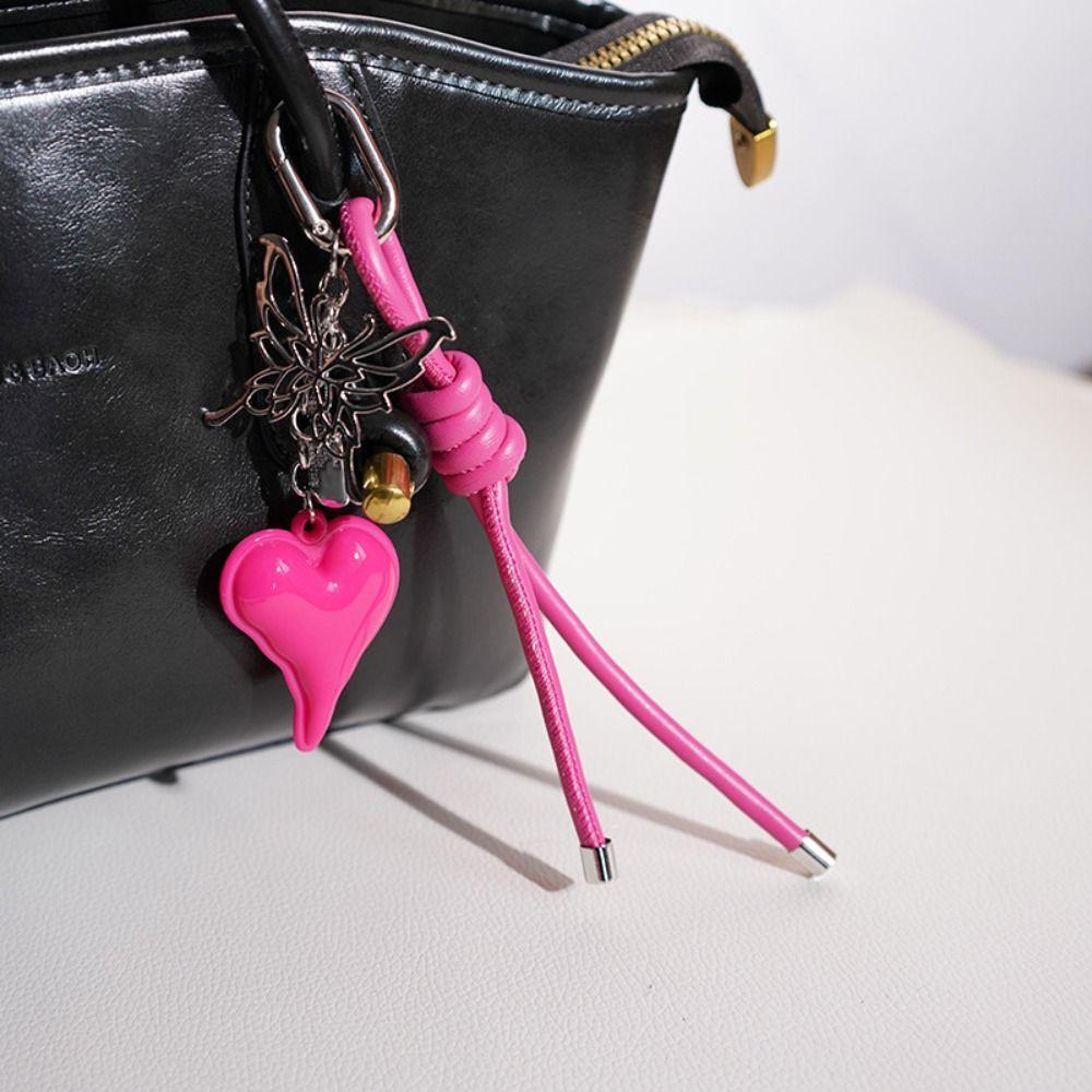Hand-Woven Heart Shaped Bag Pendant Anti-Lost Braided Rope Key Chain  Birthday Parties