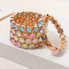 New Design Colorful 12mm Rhinestone Women Bracelet Enamel Gold Color Beads Boho Elastic Bangle