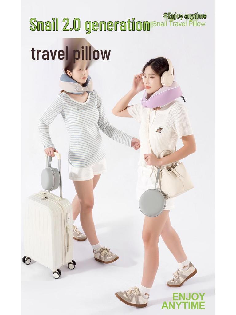 Cooling Memory Foam U-Shaped Travel Pillow with Ice Silk Cover for Airplane and Office Nap Neck Support.