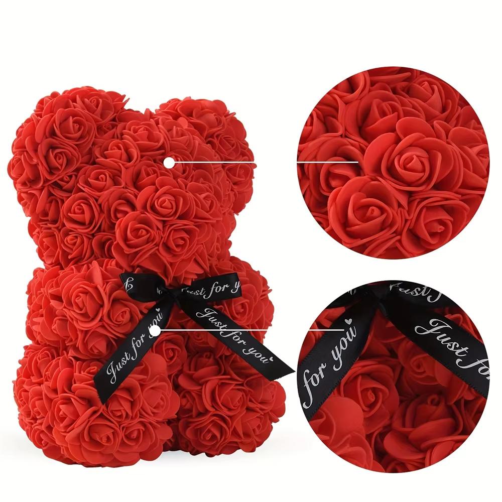 Romantic Valentine's DayCreative Eternal Flower Rose Bear Christmas Gift Rose Bear Hug Bear Wedding Flower Decoration Gift