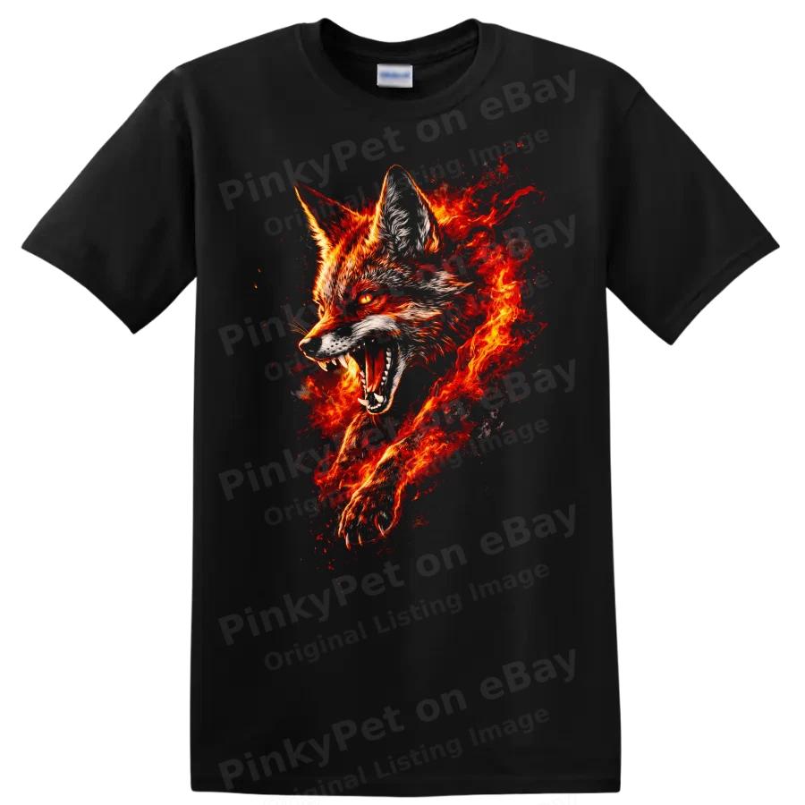 Fierce Fox Fire Graphic Artwork T Shirt Design Cool Animal Tee