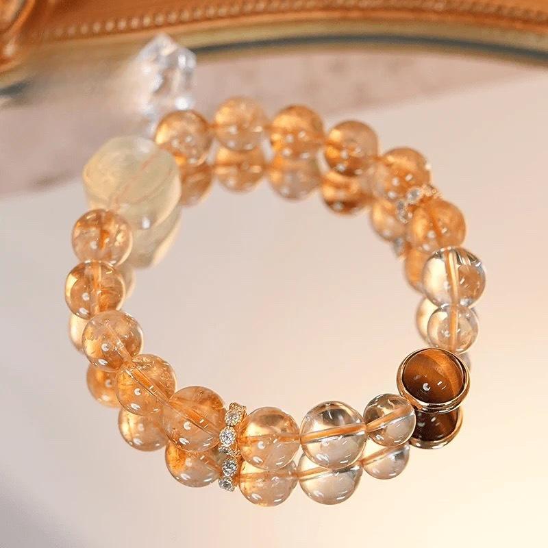 Yellow Tower Crystal Fortune Bracelet for Women, New Model, Fuchizhou Zaki Ram Tiger Eye Stone Bracelet, Birthday Gift Yellow Pagoda Crystal+Yel