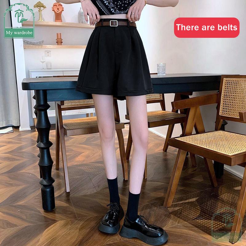 Women's Loose High-waisted Wide-leg Pants Thin Suit Shorts Summertime Korean Version Rolled-up Casual Shorts