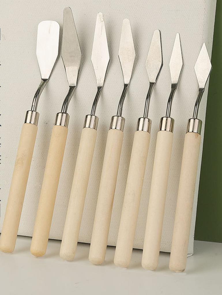 7Pcs/Set Stainless Steel Oil Painting Knives Artist Crafts Spatula Palette Knife Oil Painting Mixing Knife Scraper Art Tools