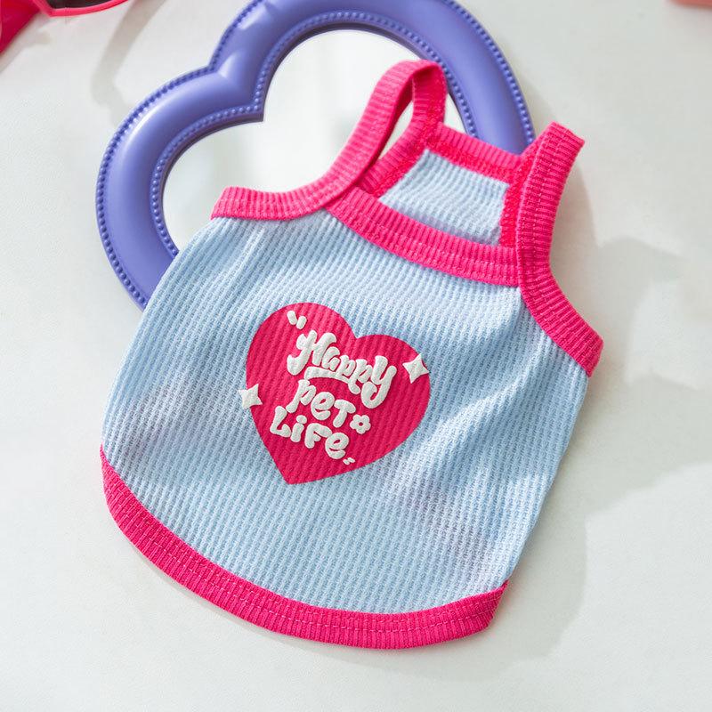 

Cat clothes ins wind love waffle suspenders thin blue cat puppet dog vest summer pet clothes XS (recommended weight 1-1.5kg) бонди синий