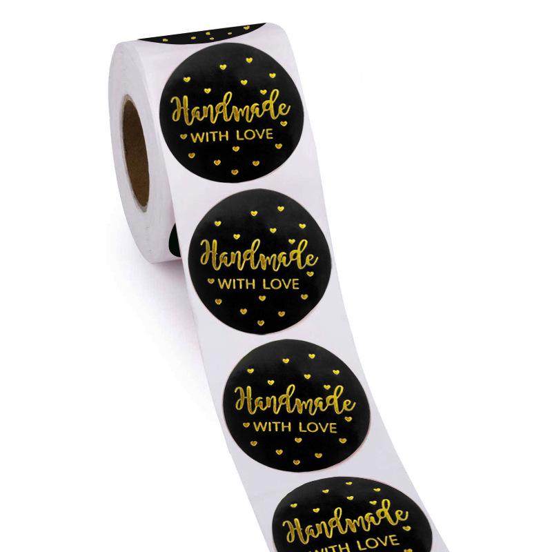 Black Hot Stamping Handmade Baking Stickers - Cute Thank You Labels for Gifts & Decorations
