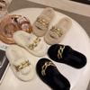 Muffin Large Size Thick Bottom Height Increase and Fluffy Slippers Women's Outer Wear Spring and Autumn Fashion Plush Office Home Cotton Mop