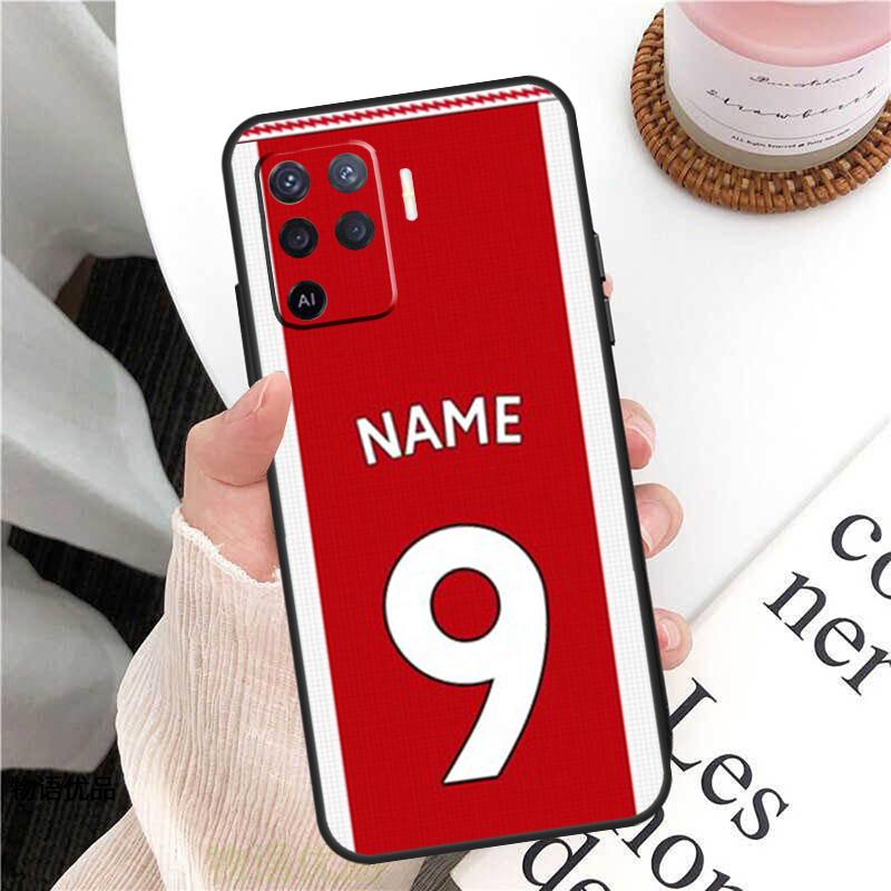 Personalised Football Name Number Case For OPPO Find X5 X3 Pro A15 A52 A72 A83 A91 A93 A54 A74 A94 A31 A53 A9 A5 2020 Cover