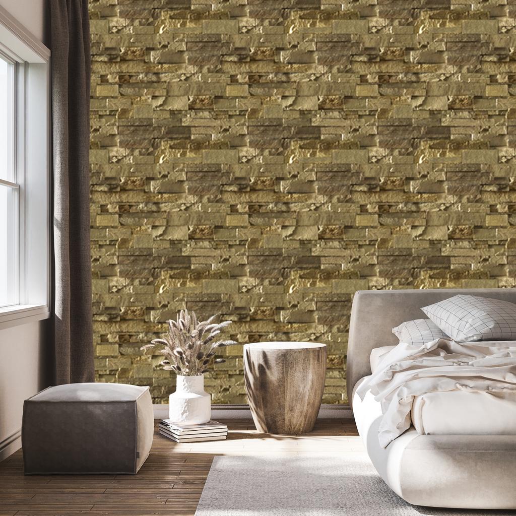 Stone Brick Wallpaper with 3D Effect for Living Room and Bedroom 50x1000