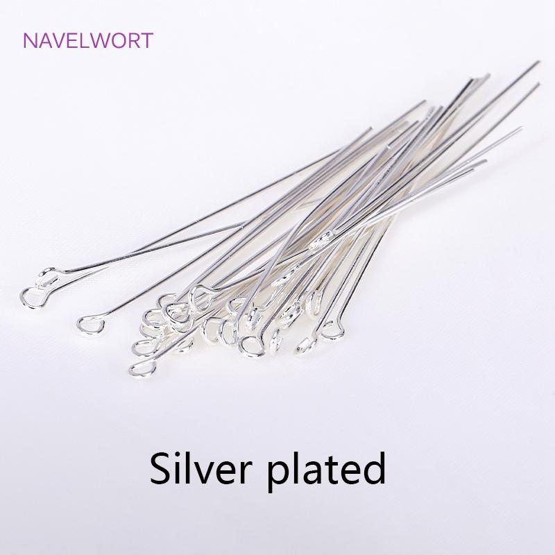 50pcs/Lot 18K Gold Plated Pins Brass Ball Head/Flat Head/Eye Head Pins Supplies For Jewelry DIY Beading Accessories Wholesale