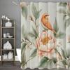 Rosa Blommig Pion Fågel Duschdraperi, Dekorativt Duschdraperi för Badrum, Vattentätt Duschdraperi med Krokar