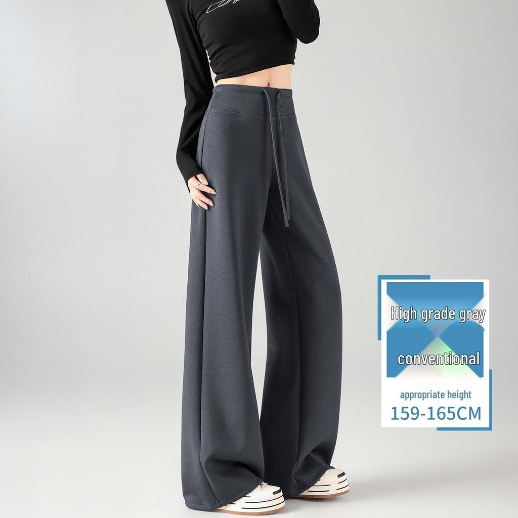 White High-Waisted Wide-Leg Pants for Women - Spring/Autumn 2026 Casual Drape Yoga & Sports Sweatpants