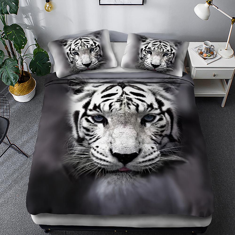 Luxury Family Bedding Set Bedroom Quilt Cover and Pillowcase Men's Bedding Tiger Print Quilt Cover Bedroom Bedding King Bed