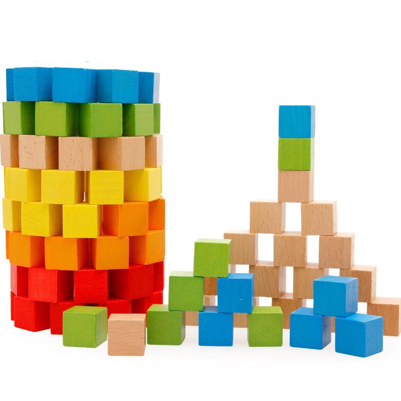 Versatile High-Quality Beech Wood Square Blocks - Montessori Early Education Toys (100 Pieces)