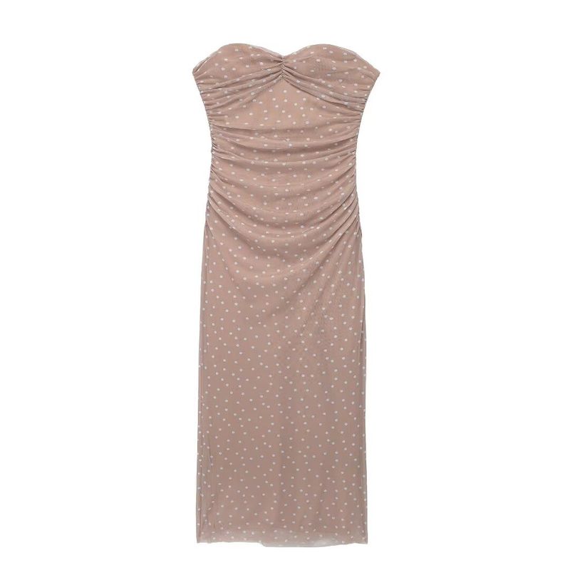 

Kaslead New Arrival Women s Clothing Fashion Style Fashion Silk Net Print Tube Top Dress 4661339 Image color L