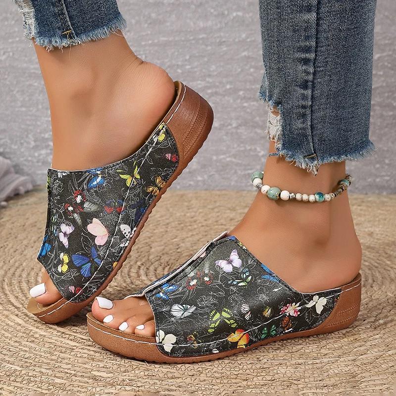 Fashion Popular Mixed-Color Thick Sole Women Sandals 2025 Spring Anti-Slip Platform Sandels Outdoor Walking Wedges Heel Zapatos De Mujer