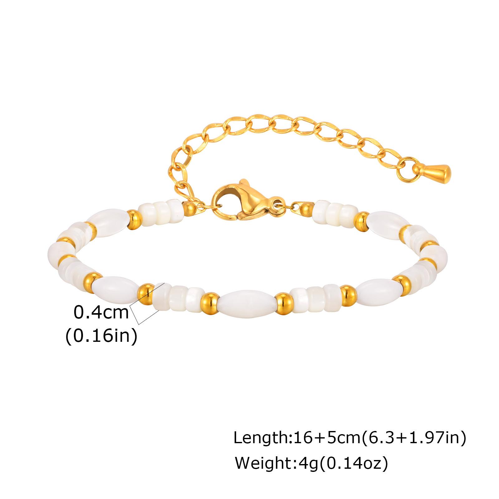 Fashion Jewelry Women S Stainless Steel White Shell Beaded Bracelet Gold Accessories Jewelry 2446