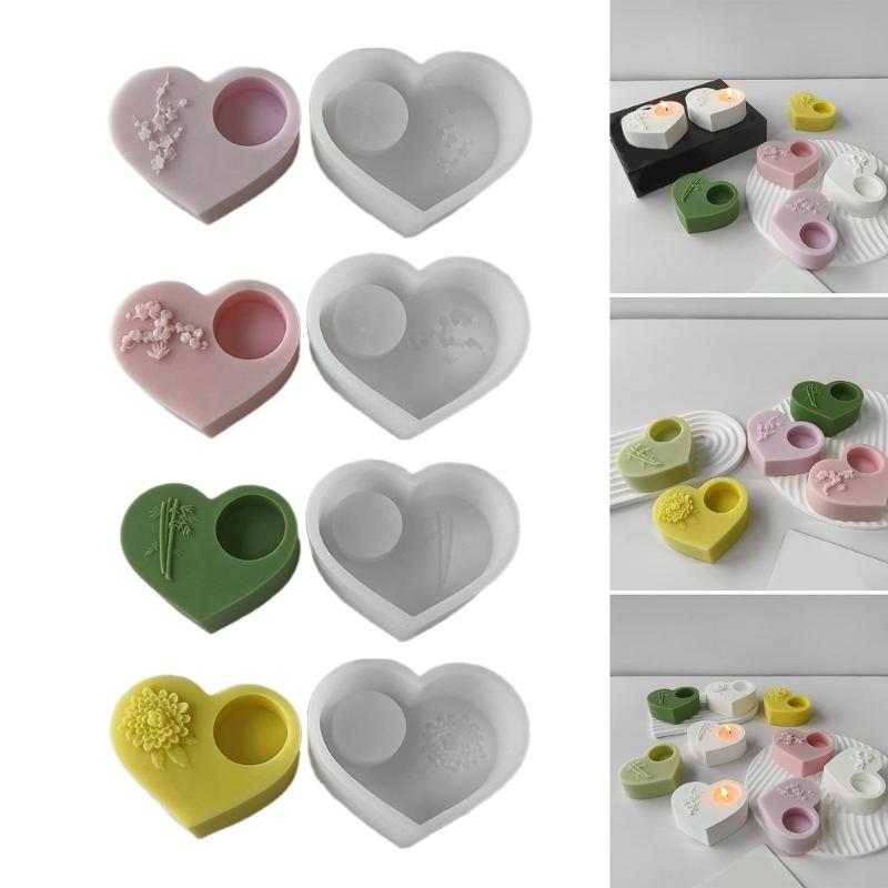 Epoxy Candlestick Silicone Mold Candle Base Mould Heart Shaped Candle Holder Molds Ornaments Home Decorations Mould