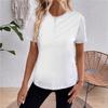 Ladies Summer O Neck Short Sleeve Solid Color Pullover T Shirt Top