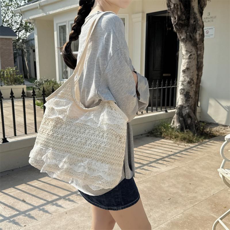 3 New spring and summer leisure vacation fairy gas lace mesh underarm large capacity shoulder bag satchel women's bag