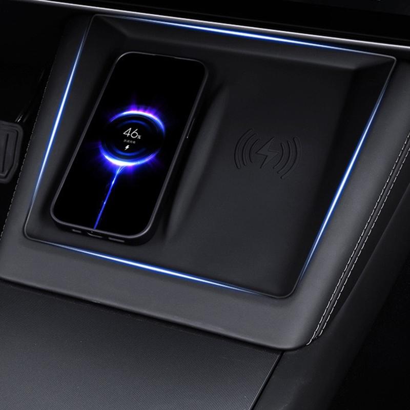 For Tesla Model 3 Highland Model Y Juniper 2024-2026 Silicone Wireless Phone Charging Pad Central Control Charger Protector Pad