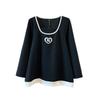 Big Size Women's Blouse Spring and Autumn One Neck Long-sleeved Sweater Loose Fashion Tops
