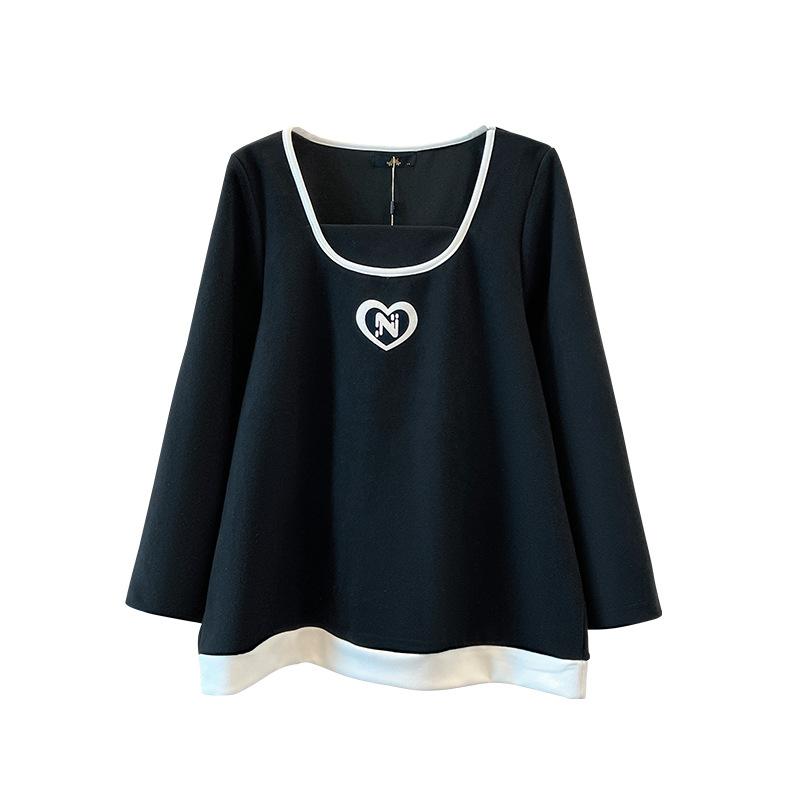 Big Size Women's Blouse Spring and Autumn One Neck Long-sleeved Sweater Loose Fashion Tops