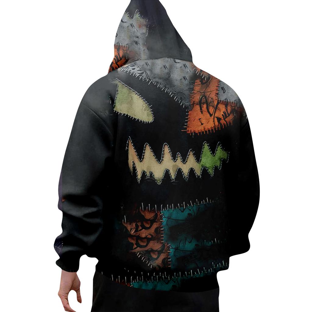 Halloween Blood-stained Print Men's Loose Hooded Sweatshirt