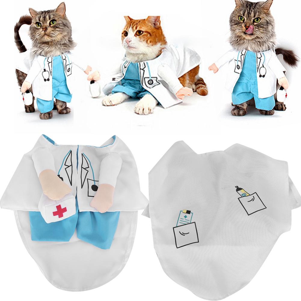 Mini Cute Funny Cat Clothes Doctor Suit Dressing Up Costume Clothing Pet Supplies(White Type 4)